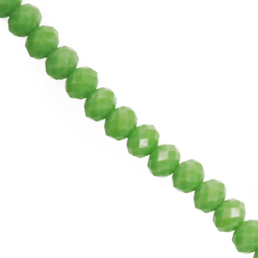 Glass Crystal Beads, Rondelle, Light Pea Green, 8mm x 6mm, Approx 65+ pcs per strand