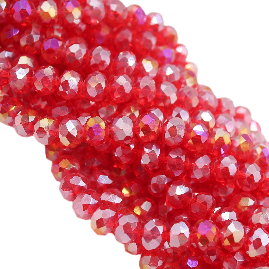 Glass Crystal, Rondelle, Candy Red AB, 3mm X 2.5mm, 120+ pcs per strand