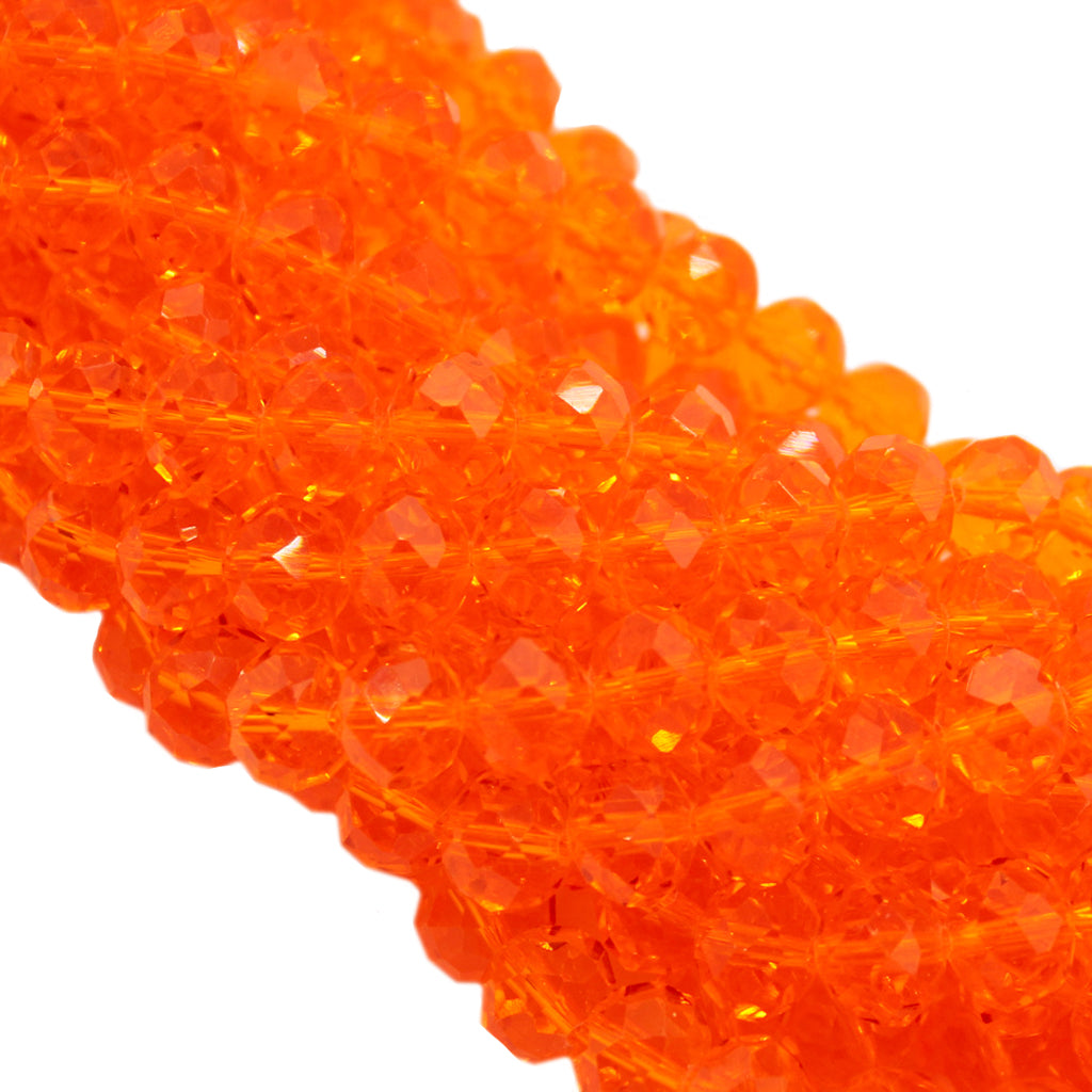 Glass Crystal, Rondelle, Orange, 10mm X 8mm, Approx 65 pcs/strand