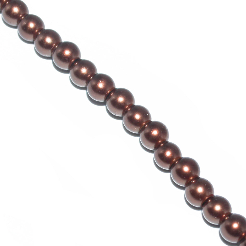 Glass Pearls, 6mm, Approx 140 pcs per strand, Available in Multiple Colour