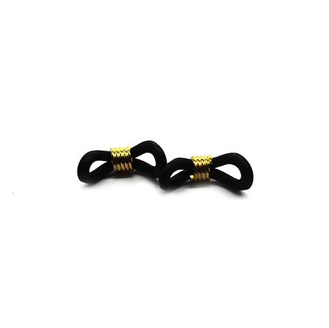 Connector, Rubber Connector End, Black & Gold, Alloy, 20mm x 4mm, Sold Per pkg of 12