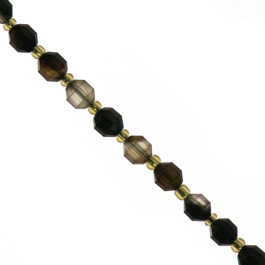 Faceted Hexagon Gemstones with Gold Spacer Bead, 6mm, Available in Various Gemstones