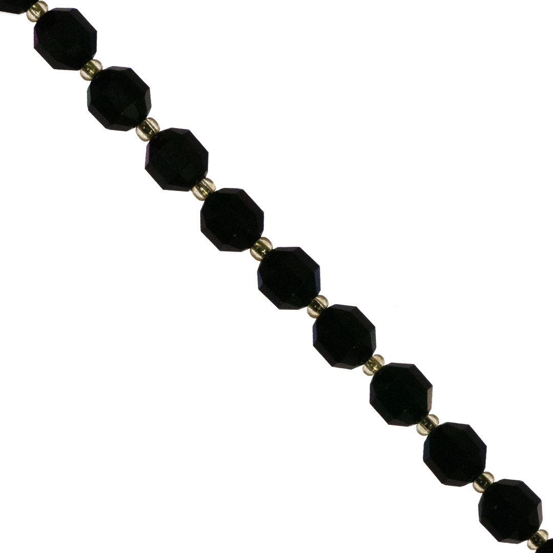 Faceted Hexagon Gemstones With Gold Spacer Bead, 8mm, Available in Various Gemstones