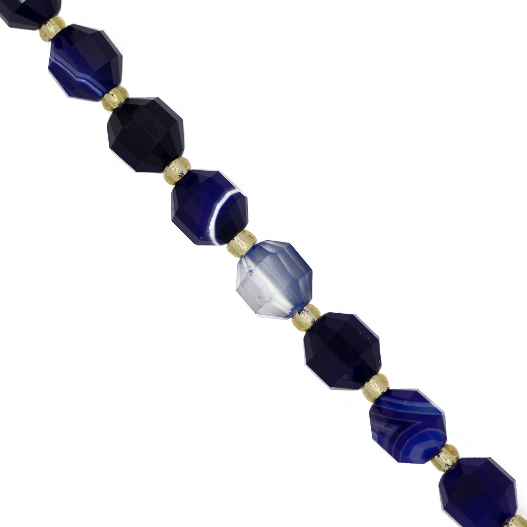 Faceted Hexagon Gemstones With Gold Spacer Bead, 8mm, Available in Various Gemstones