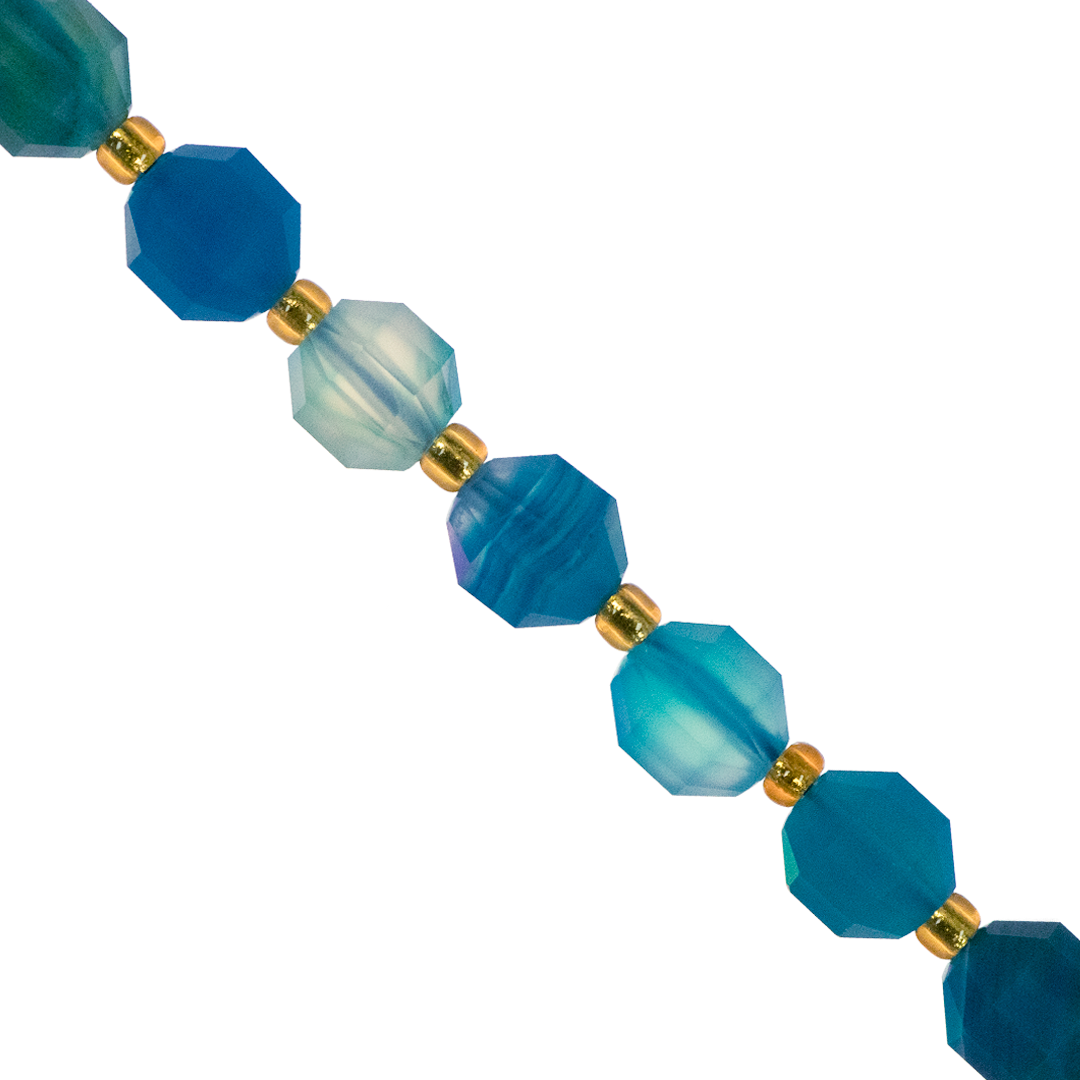 Faceted Hexagon Gemstones With Gold Spacer Bead, 8mm, Available in Various Gemstones