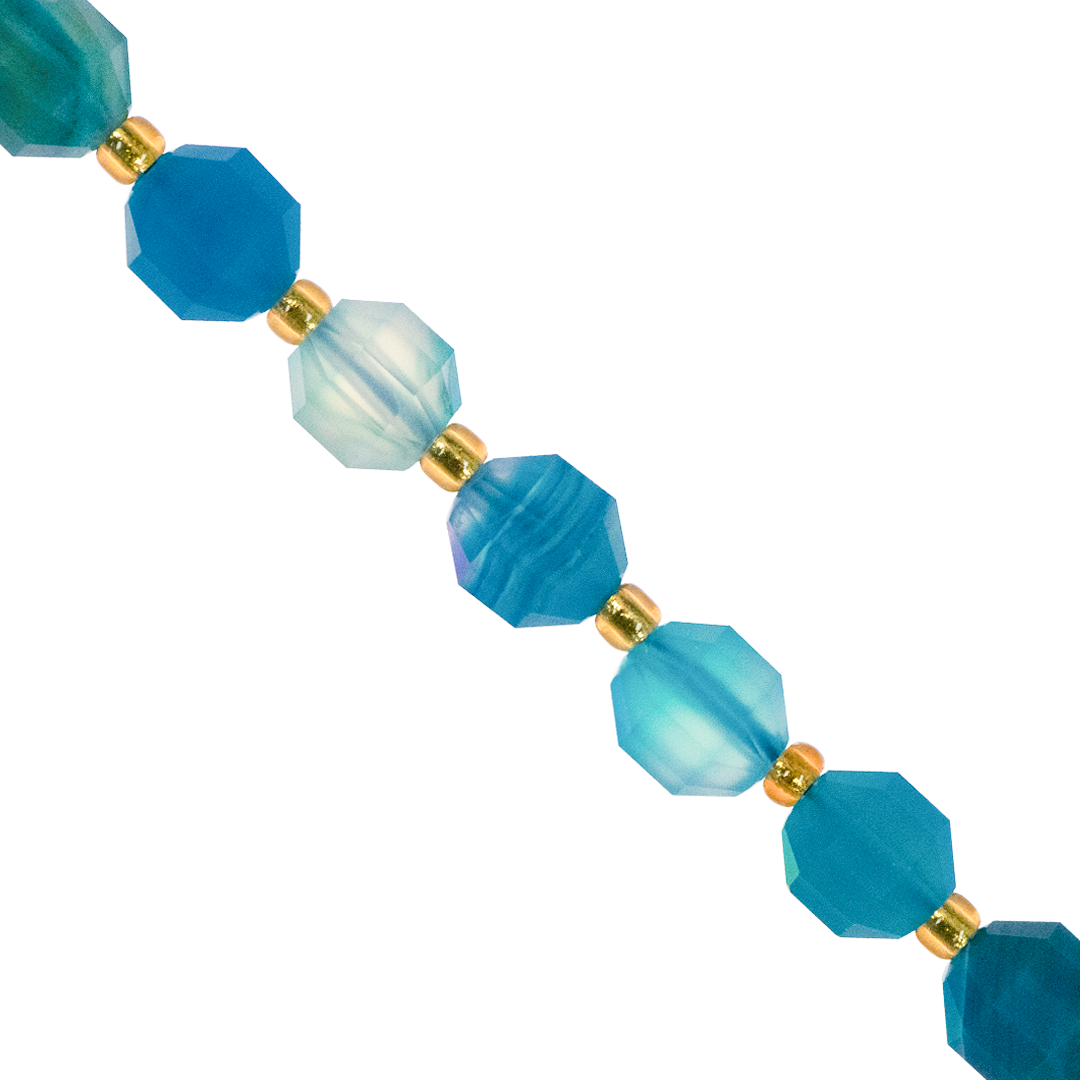 Faceted Hexagon Gemstones with Gold Spacer Bead, 6mm, Available in Various Gemstones