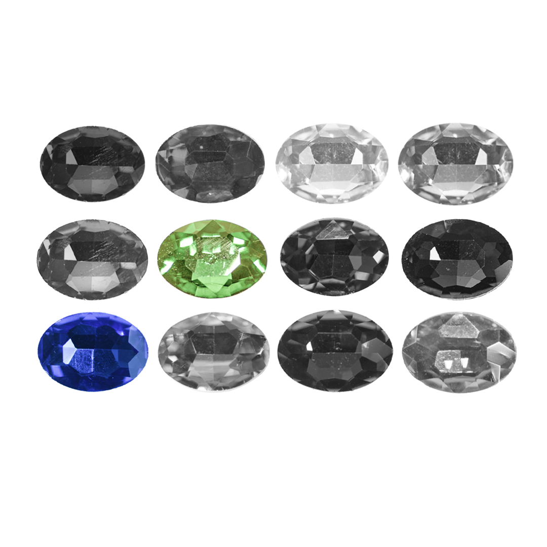 Cabachons, Glass Rhinestone, Oval, Sold Per pkg of 2, Available in Multiple Colours and Sizes