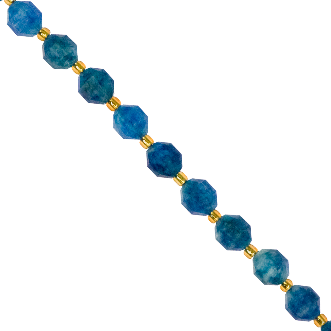 Faceted Hexagon Gemstones With Gold Spacer Bead, 8mm, Available in Various Gemstones