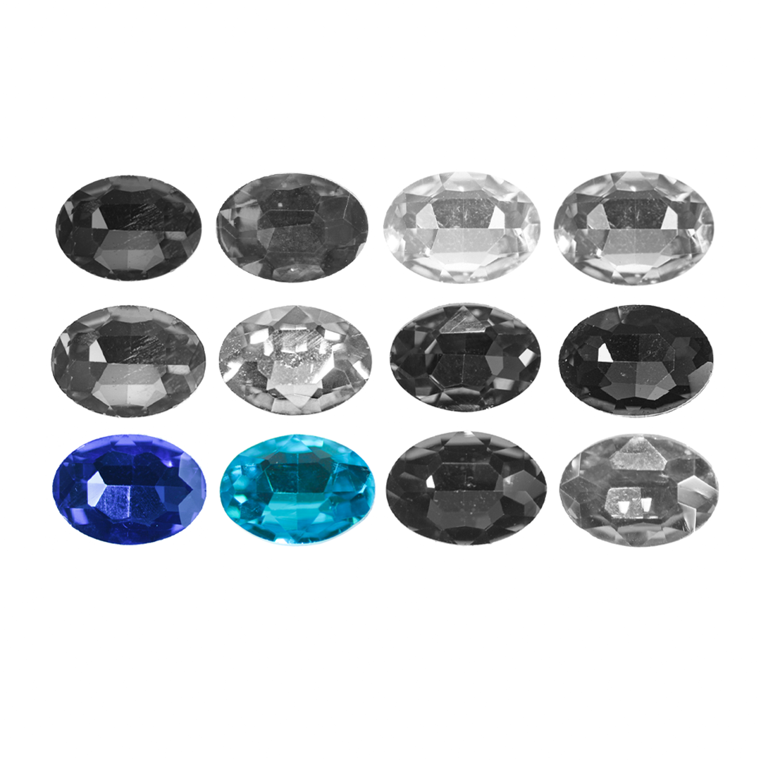 Cabachons, Glass Rhinestone, Oval, Sold Per pkg of 2, Available in Multiple Colours and Sizes