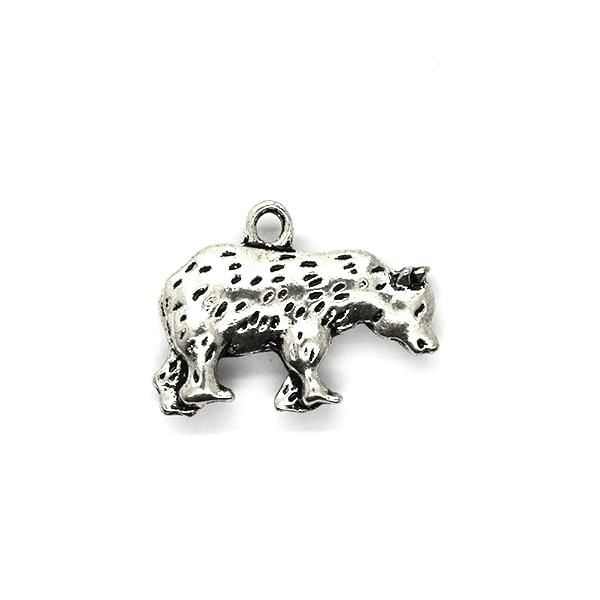 Charms, Wild Boar, Silver, Alloy, 21mm X 16mm, Sold Per pkg of 2