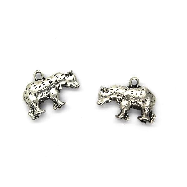 Charms, Wild Boar, Silver, Alloy, 21mm X 16mm, Sold Per pkg of 2
