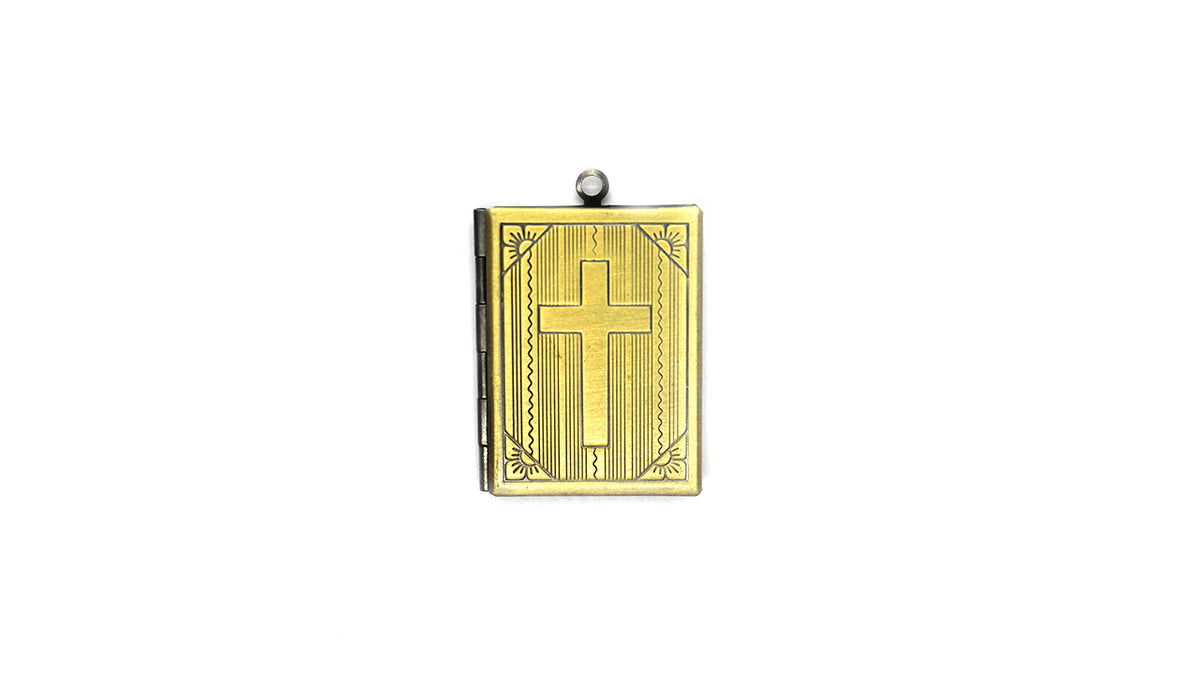 Pendant, Book Locket, Brass, Alloy, 39mm x 27mm, Sold Per pkg of 1