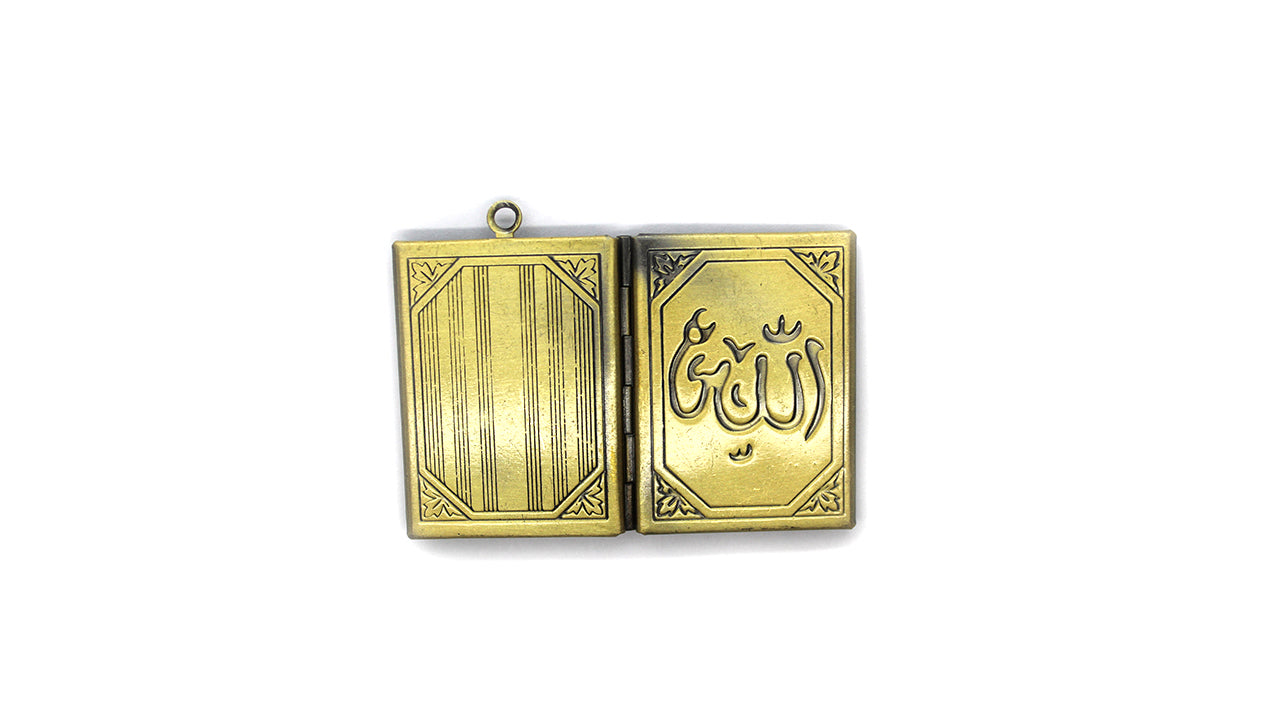 Pendant, Book Locket, Brass, Alloy, 39mm x 27m, Sold Per pkg of 1