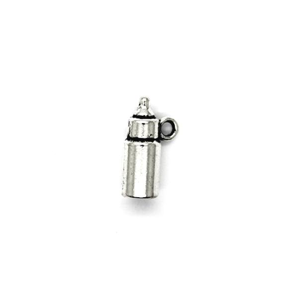 Charms, Baby Bottle, Silver, 15mm x 9mm, Sold Per pkg of 6