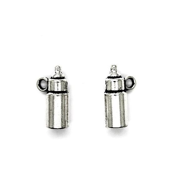 Charms, Baby Bottle, Silver, 15mm x 9mm, Sold Per pkg of 6