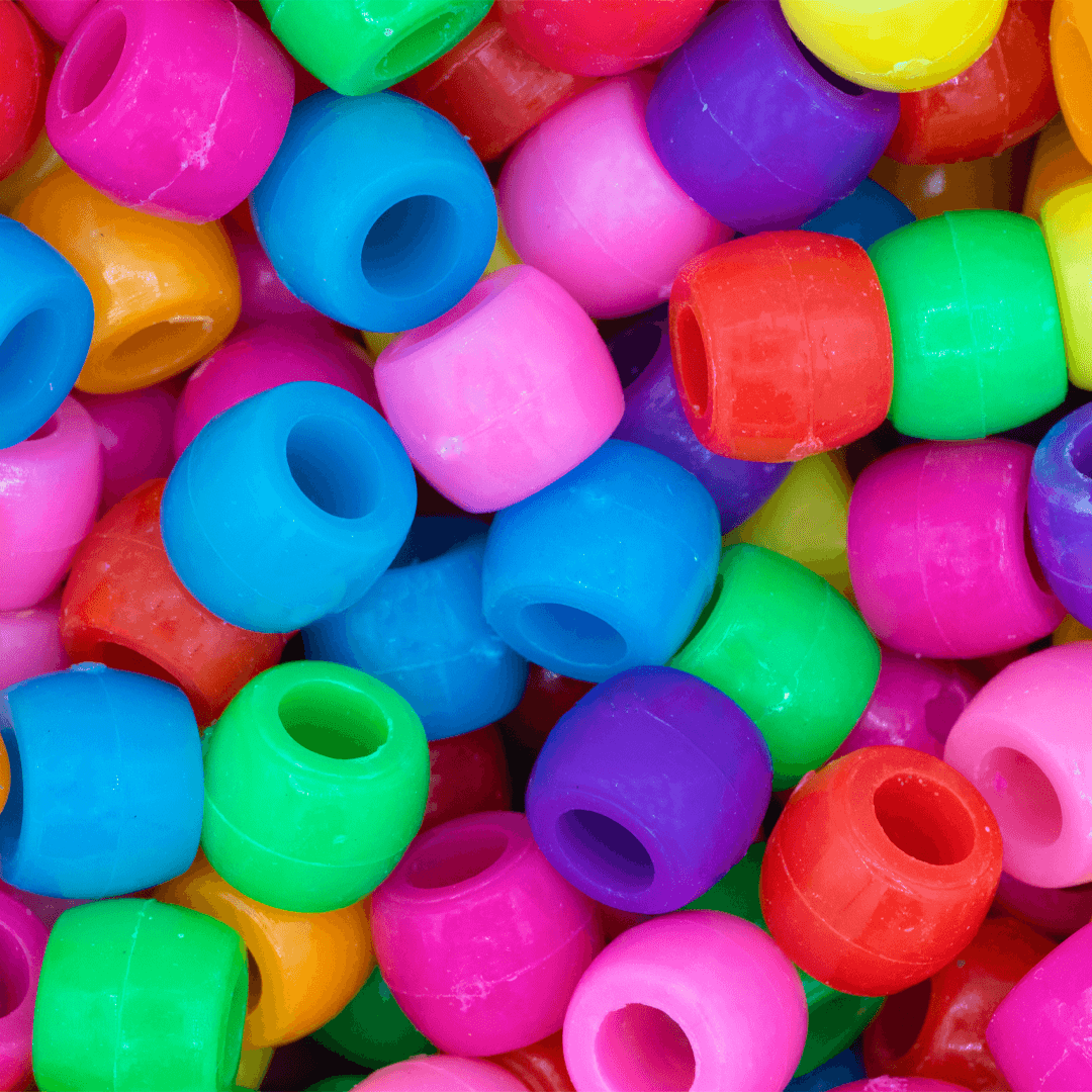 Plastic Beads Bulk Bag Pony Beads Multicolour 9.5mm Sold Per
