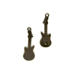 Charms, Telecaster Electric Guitar, Bronze, Alloy, 30mm x 10mm