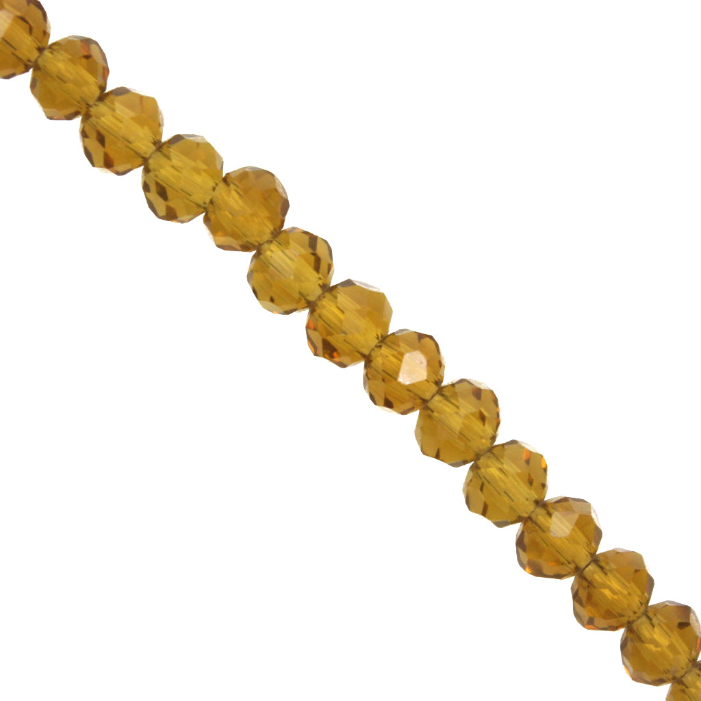 Glass Crystal Beads, Rondelle, Caramel Brown, 6mm x 4mm, Approx 87+ pcs per strand