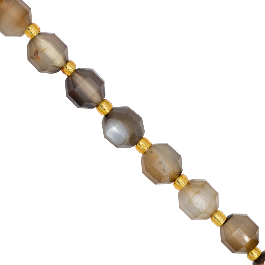 Faceted Hexagon Gemstones With Gold Spacer Bead, 8mm, Available in Various Gemstones