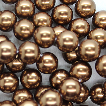 Shell Pearls, Brown, 12mm x 1mm (hole), 32pcs per strand