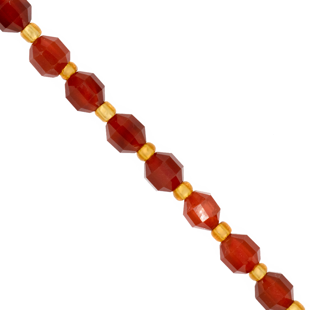 Faceted Hexagon Gemstones with Gold Spacer Bead, 6mm, Available in Various Gemstones