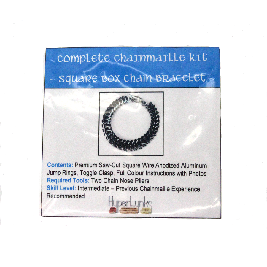 Complete Chainmaille Kit - Square Box Chain Bracelet, 1 package - Butterfly Beads