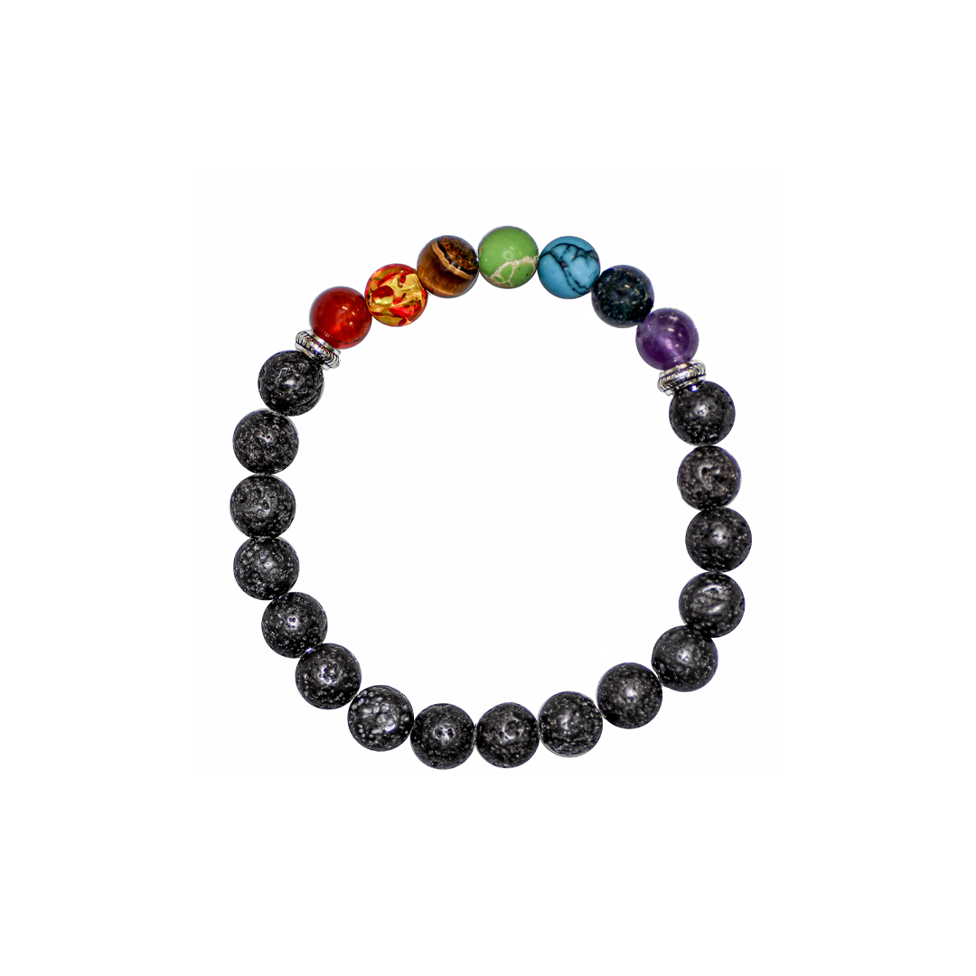 Chakra, Lava Stone Bead Bracelet, 8mm, Semi-Precious Stone