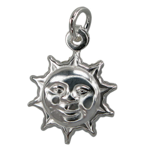 Charm, Sun, Sterling Silver, 15mm x 11mm x 4.5mm, 1 pc