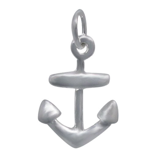 Charms, Anchor, Sterling Silver, 14mm x 10mm x 1.5mm, 1 pc