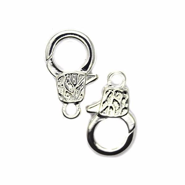 Clasp, Lobster, Silver, Alloy, 23mm x 13mm, Sold Per pkg of 2