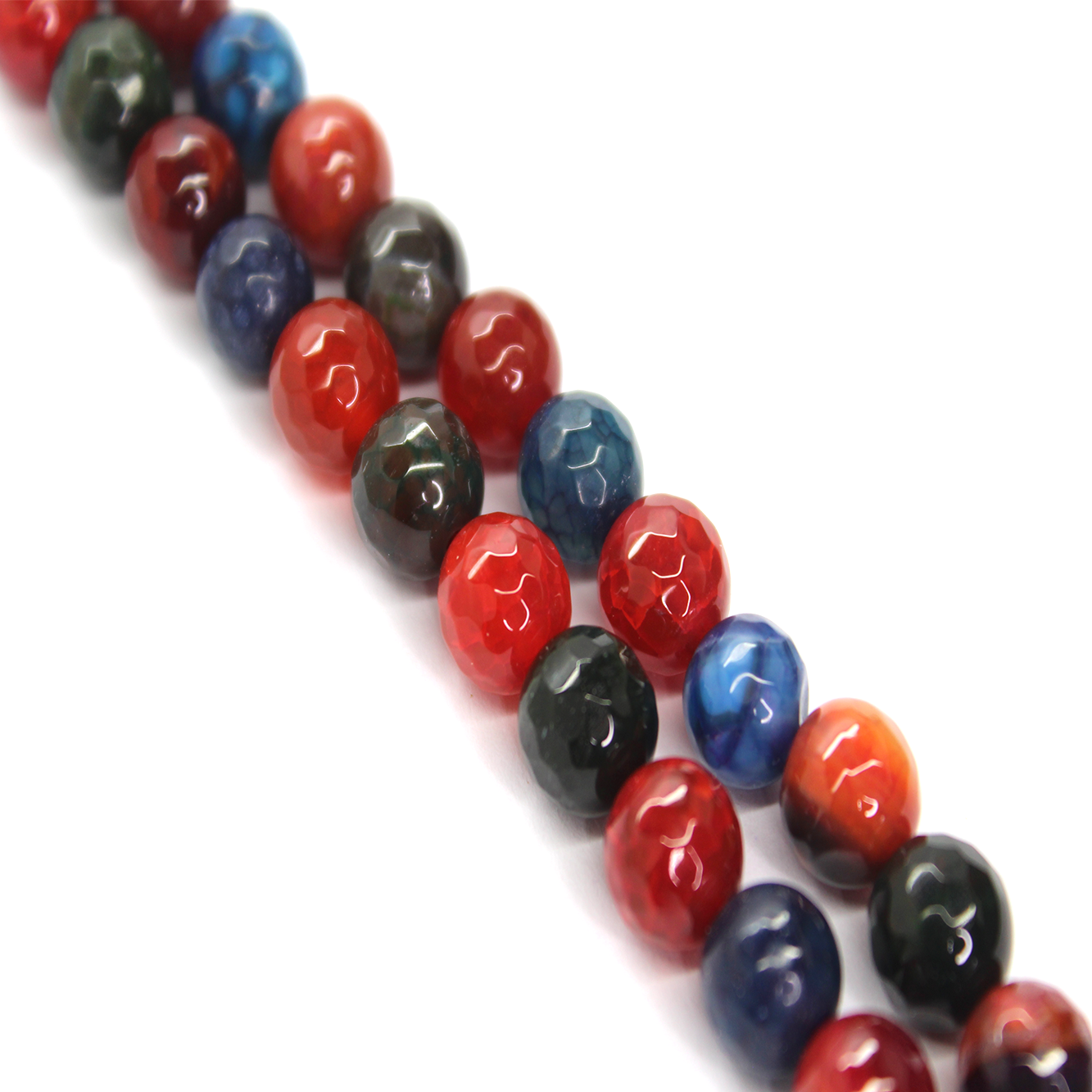 Agate Faceted - Colorful Fire Agate, Semi-Precious Stone, 8mm, 48 pcs per strand - Butterfly Beads