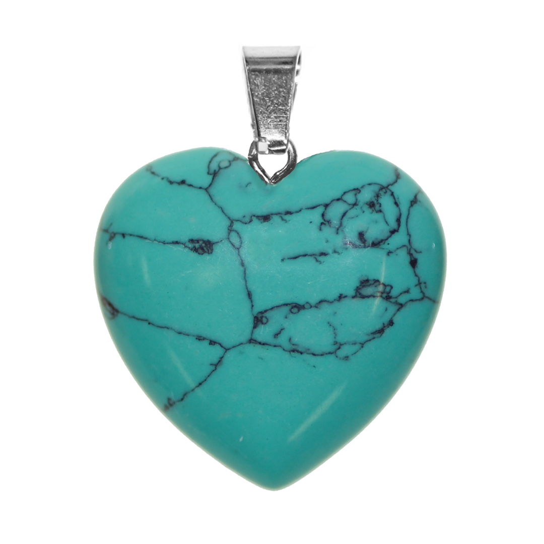 Heart Shaped Stone Pendant, 25mm x 25mm, Available in Multiple Semi-Precious Stones - 1 pc