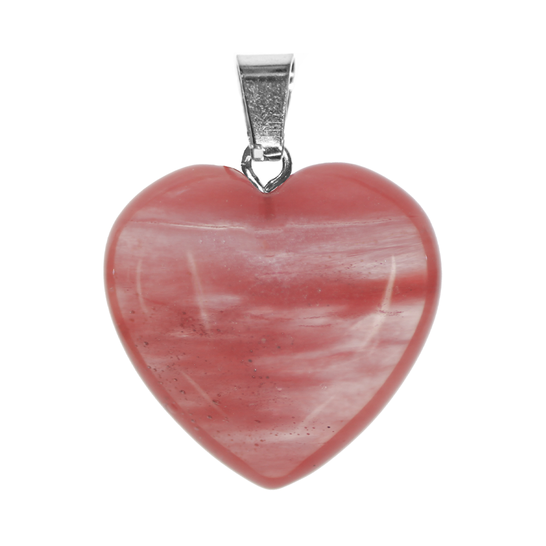 Heart Shaped Stone Pendant, 25mm x 25mm, Available in Multiple Semi-Precious Stones - 1 pc