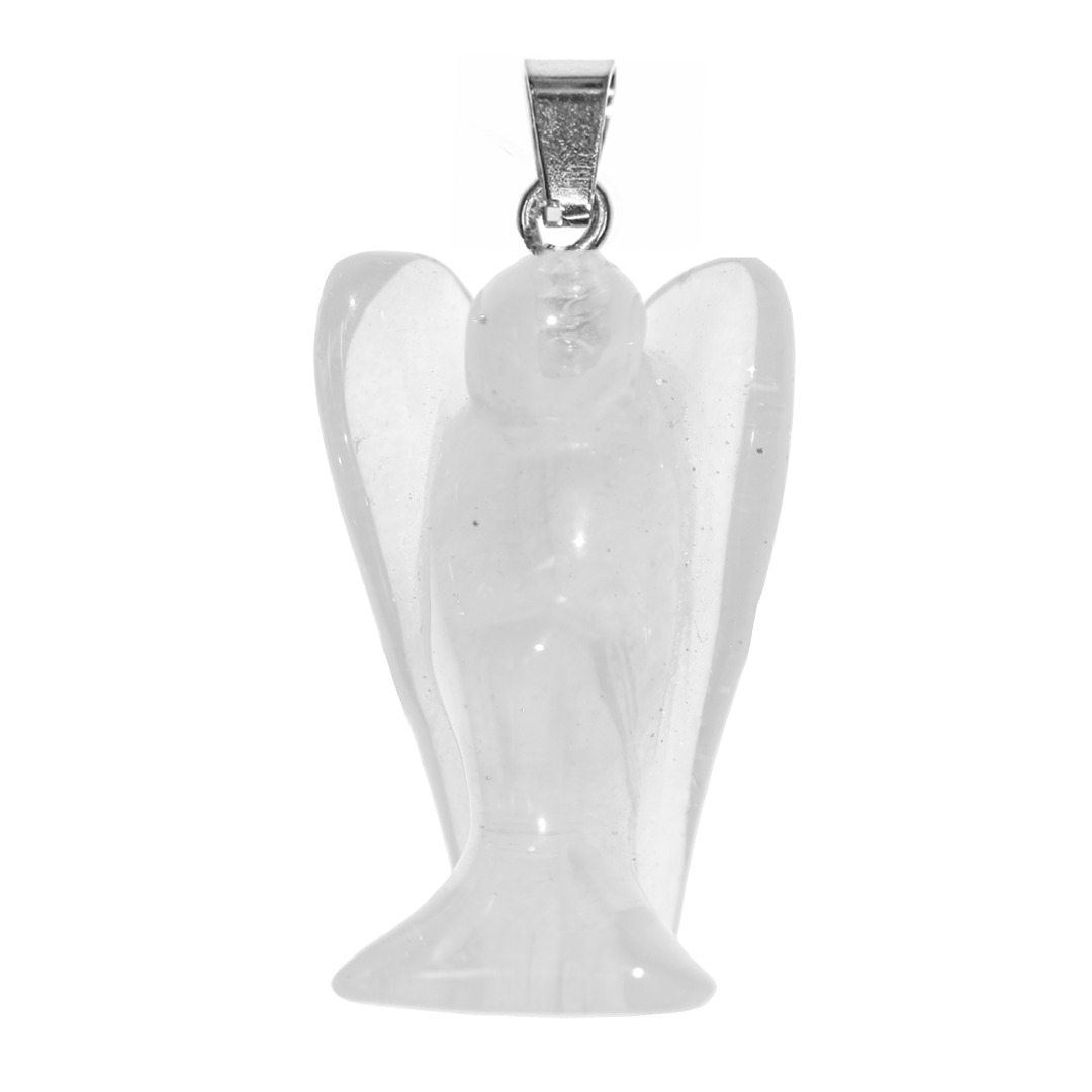 Angel Stone Pendant, 35mm x 22mm, Available in Multiple Semi-Precious Stones - 1 pc