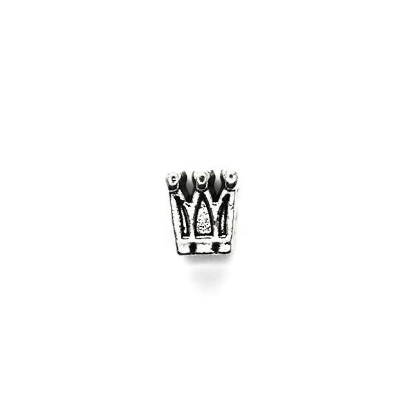 Charms, Boxed Crown, Silver, Alloy, 10mm X 9mm X 8mm, Sold Per pkg of 3