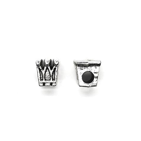 Charms, Boxed Crown, Silver, Alloy, 10mm X 9mm X 8mm, Sold Per pkg of 3
