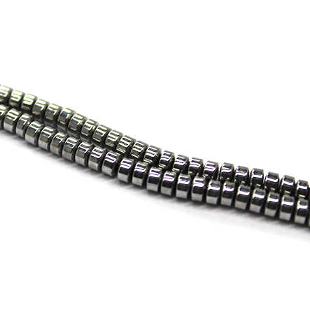 Hematite, Rondelle, Silver, Plated, Available in Multiple Sizes