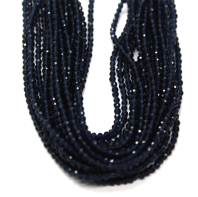 Faceted Deep Blue Jade, Semi-Precious Stone, 2mm, 208 pcs per strand