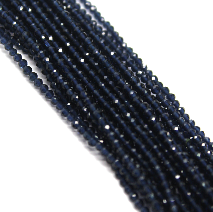 Faceted Deep Blue Jade, Semi-Precious Stone, 2mm, 208 pcs per strand