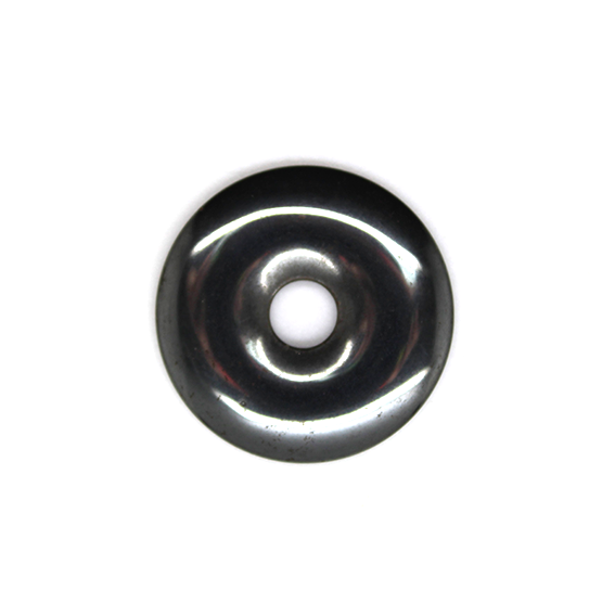 Donut Hematite Pendant, Semi-Precious Stone, 35mm, 1 pc