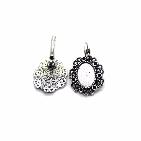 Earrings, Silver, Alloy, Decorative Leverback, 20mm x 12mm, sold per pkg of 2