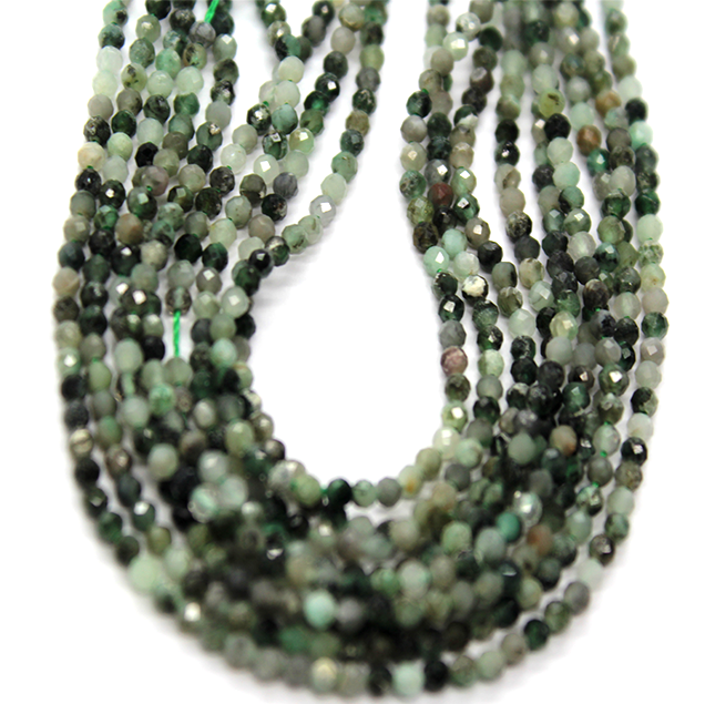 Faceted Emerald (HQ), Semi-Precious Stone, 2mm, 160 pcs per strand