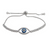 Adjustable Evil Eye Bracelet, Sterling Silver with Rhodium, Baby Blue or Dark Blue 10x20mm (eye), 3mm (CZ) - Butterfly Beads