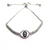 Adjustable Evil Eye Bracelet, Sterling Silver with Rhodium, Baby Blue or Dark Blue 10x20mm (eye), 3mm (CZ) - Butterfly Beads