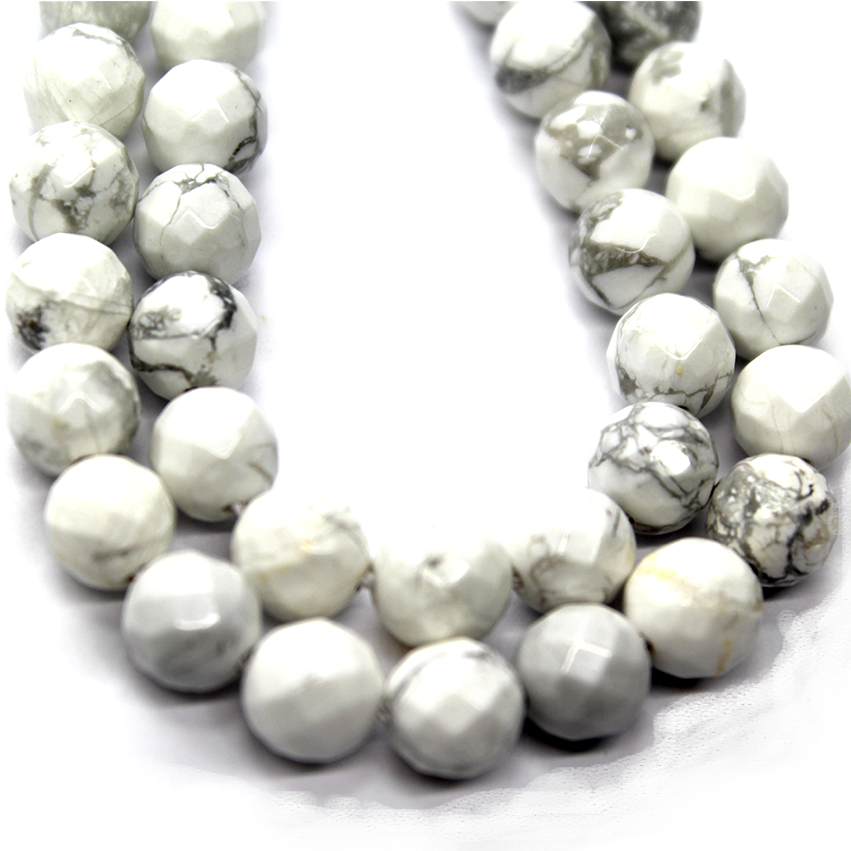 Faceted Howlite, Semi-Precious Stone, Available in Multiple Sizes