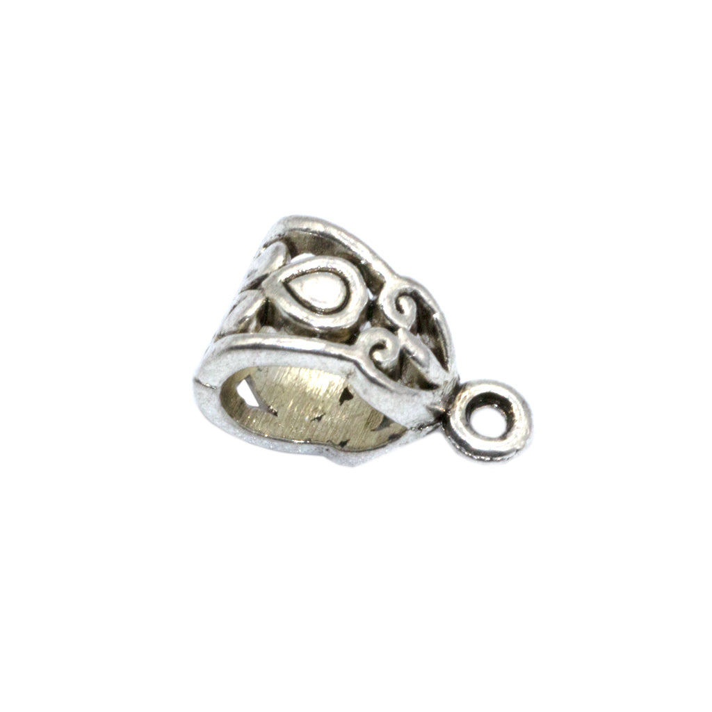 Bails, Designed Bail, Silver, Alloy, 13mm x 8mm, Sold Per pkg of 12