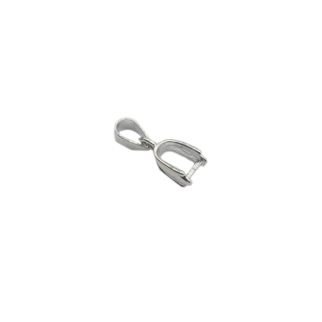 Bails, Pinch Bail, Shell Design, Silver, Alloy, 16mm x 3mm x 1mm, Sold Per pkg of 5