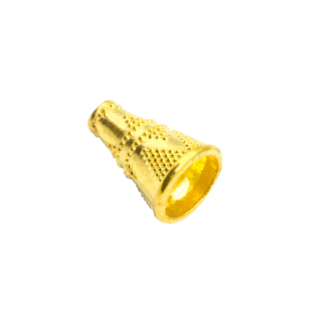 Bead Cone, Dotted Triangle, Alloy, Gold, 12mm x 8mm, Sold Per pkg of 10
