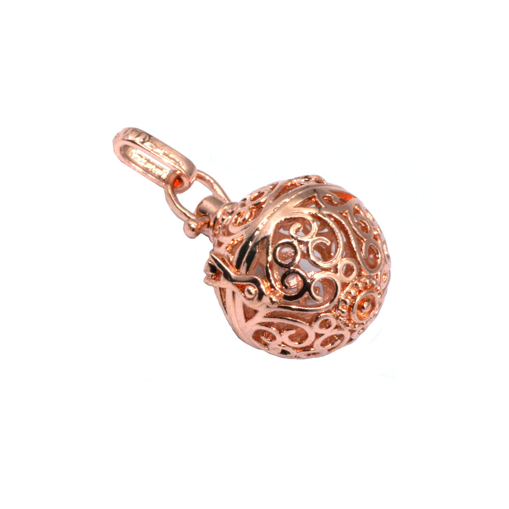 Pendant, Ornament Locket Cage, Rose Gold, Alloy, 30mm x 26mm, Sold Per pkg of 1