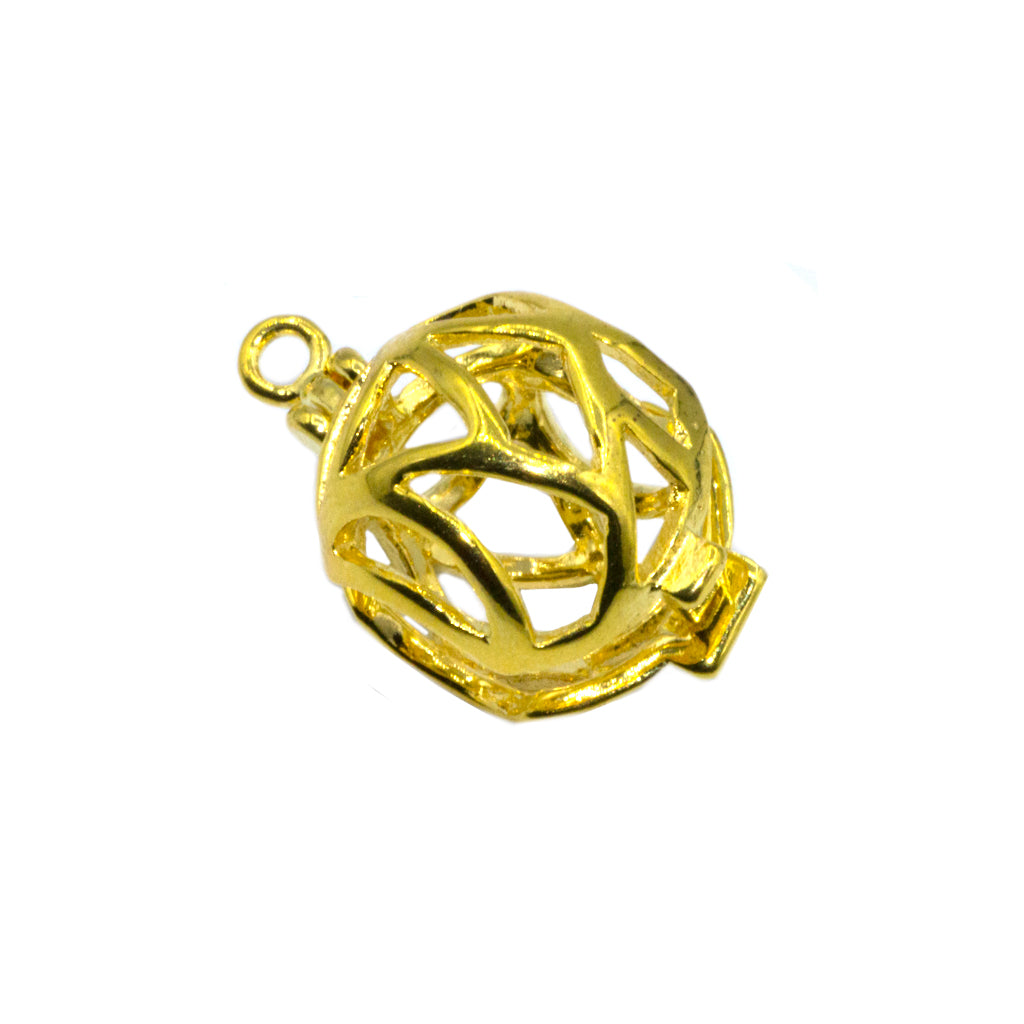 Pendant, Cinderella Locket Cage, Bright Gold, Alloy, 19mm x 11mm, Sold Per pkg of 1